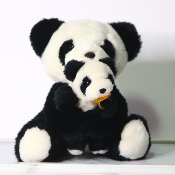 Momma 9" & Baby 6" Panda Plush with Soother - Picture 3 of 5